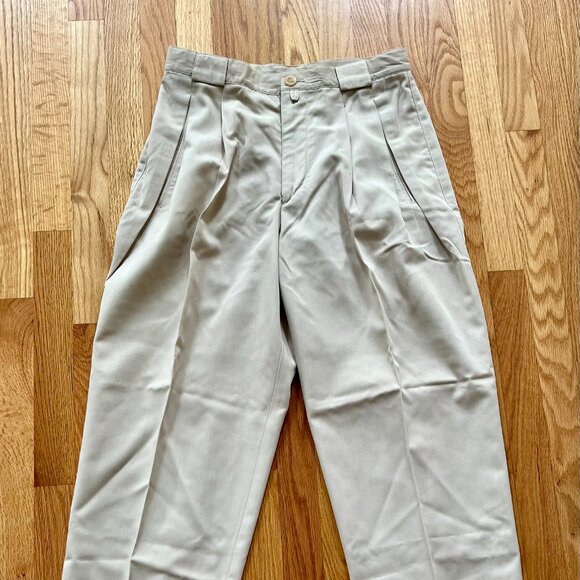 Vintage MATINIQUE 80's Cream Pleated Cuffed High Waist Pants sz: 32 - Picture 1 of 6